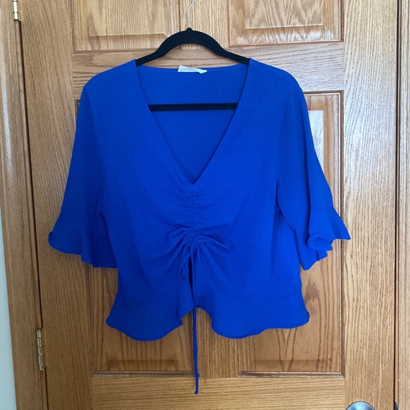 Blue scrunch crop top - Picture 1 of 3